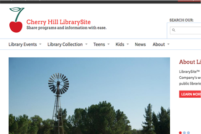 Screenshot of the Cherry Hill LibrarySite front page.